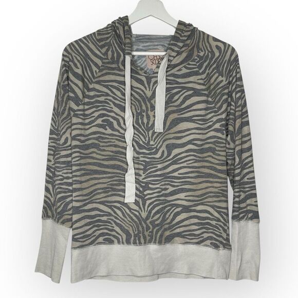 Chaser Tiger Animal Print Pullover Hooded Shirt Top Women’s Size Medium - Picture 1 of 10